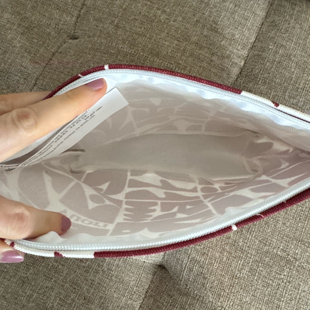 Vuori Maroon & White Patterned Canvas Pouch - Picture 6 of 6